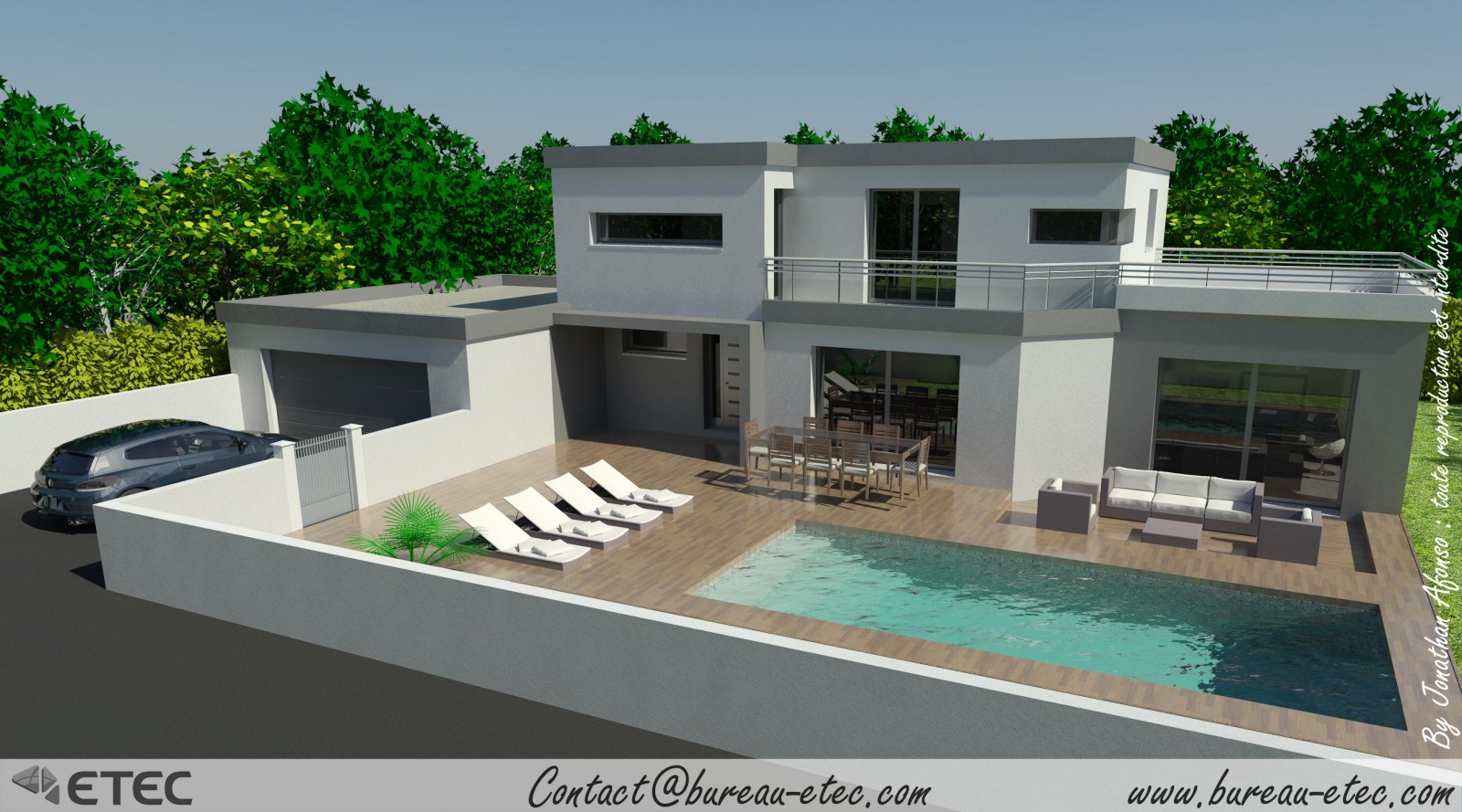 maison moderne toit plat