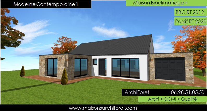 maison plain pied toit 2 pans