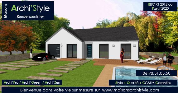 maison plain pied toit 2 pans