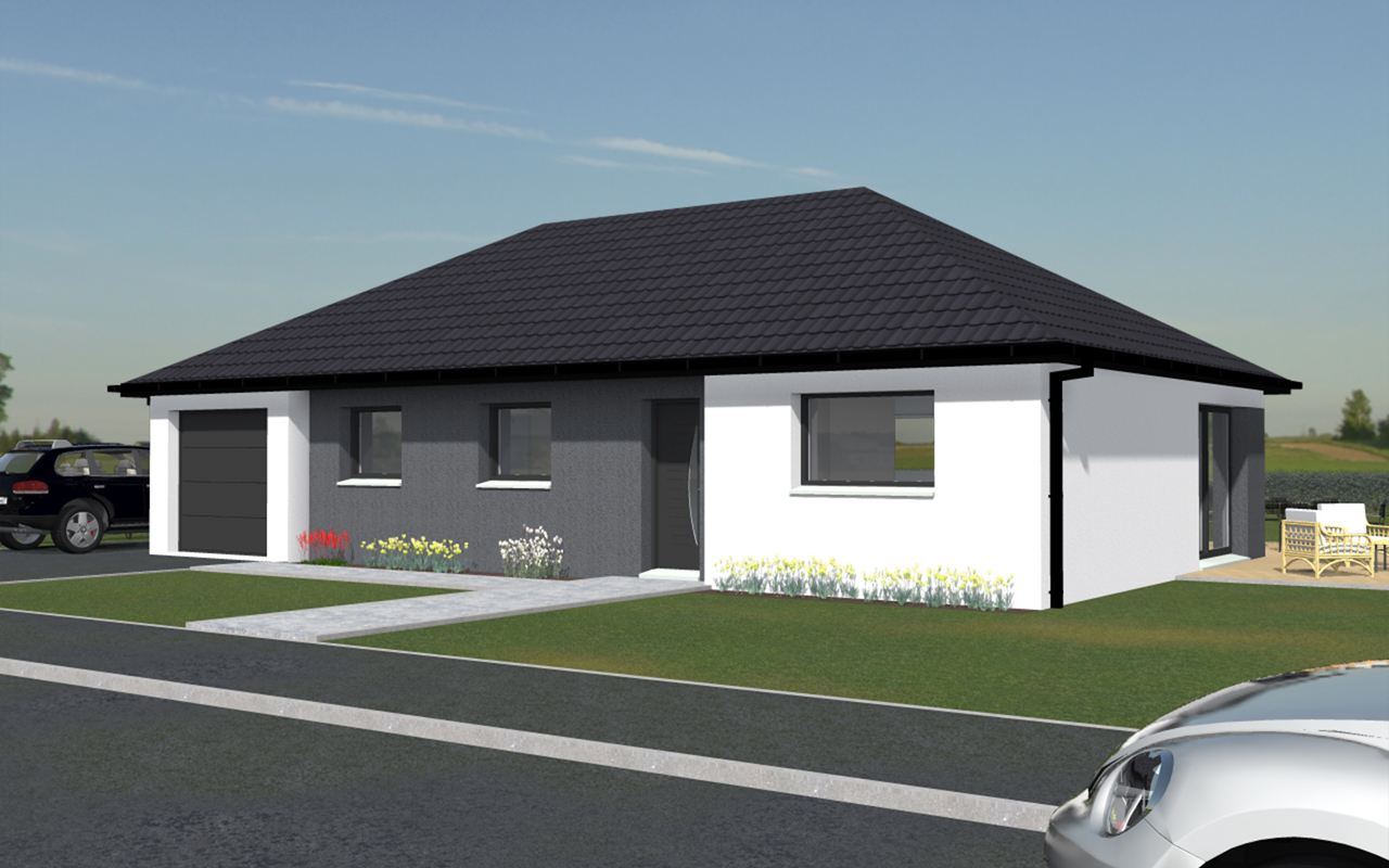 maison plain pied toit 2 pans